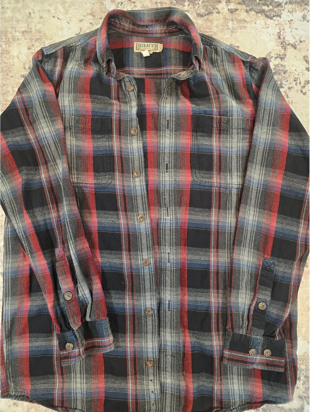 Duluth Trading Co Slim Fit Large Tall Plaid Cotton Flannel Shirt